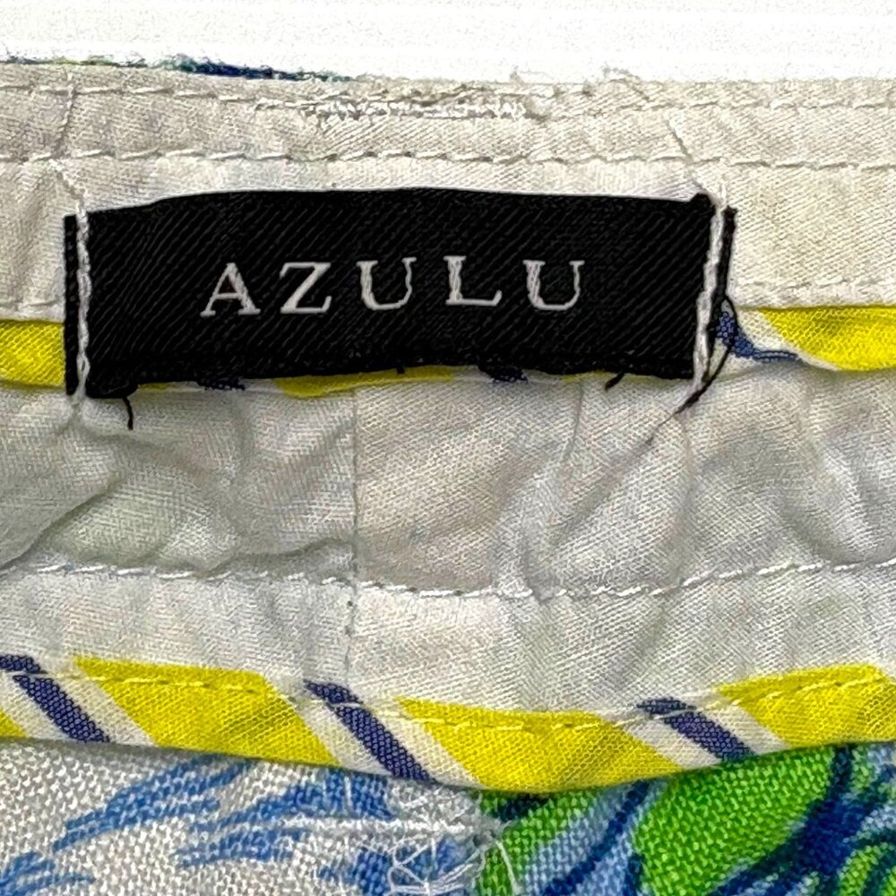 Azulu Multi Color Tropical Print 100% Linen Cargo Shorts - Picture 2 of 11